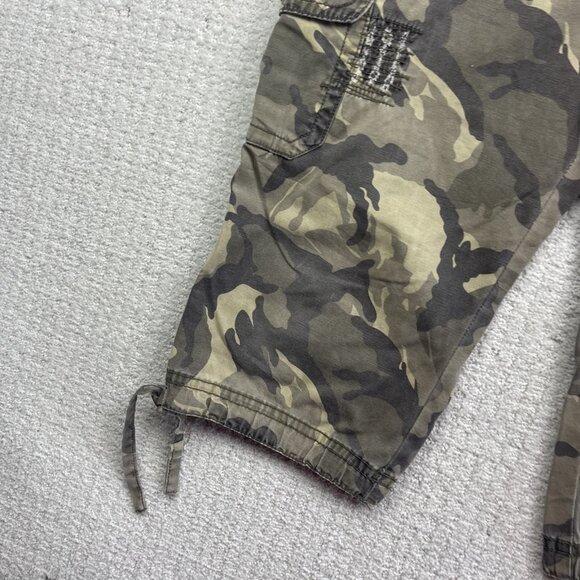 Y2K Point Zero Cargo Shorts Baggy Camo Military Green Tech Pants Men Skater Read - Picture 5 of 14